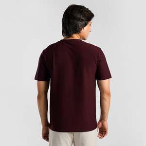 T-shirt GridLock à motif uni en tissu tricoté lourd de 200 grammes, couleur marron, avec logo brodé, étiquette personnalisée, respirant, style hip-hop - Product Image 3