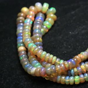 Chất lượng tốt ethiopian opal hạt vòng cổ mịn rondelle hạt welo opal hạt lửa opal vòng cổ làm cho đồ trang sức