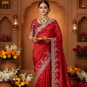 Nouvelle collection Notre saree de designer spécial pour Karva Chauth avec sérigraphie - Product Image 2
