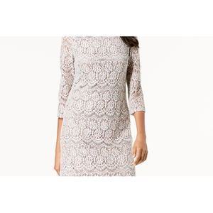 Abito tubino in pizzo beige da donna Jessica Howard, taglia 6 Petite - Product Image 2