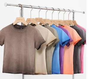 2026 nueva camiseta de manga corta lavada de dos colores de algodón informal de verano para mujer, transpirable de secado rápido - Product Image 2