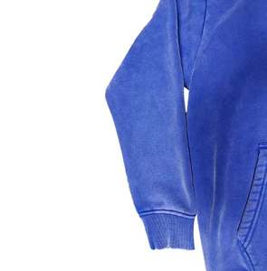 Pull à capuche confortable bleu lavé à l'acide pour hommes, motif solide à la mode, expressions de personnalité élégantes à capuche personnalisées - Product Image 5