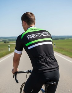 Maillot de cyclisme à fermeture éclair complète pour hommes Chemise de vélo respirante à séchage rapide avec poches arrière Longueur courte - Product Image 2