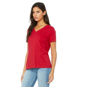 T-shirt à manches courtes en jersey décontracté pour femme Bella Canvas, couleur Berry, col en V, 100% coton peigné Airlume, respirant - Product Image 6
