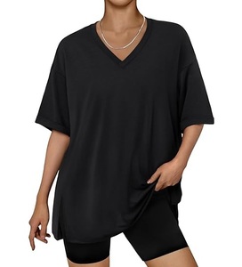 Camiseta de gran tamaño de algodón OEM diseño de moda informal para mujer con logotipo impreso o bordado - Product Image 1