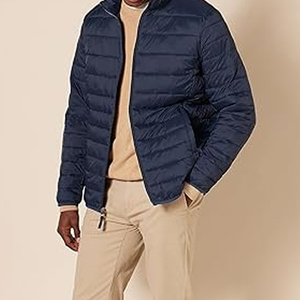 Chaqueta acolchada ligera resistente al agua para hombre, cortavientos, chaqueta universitaria, tallas grandes, ropa larga de tela - Product Image 6