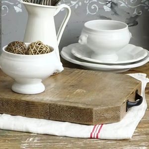 Tabla de cortar de madera hecha a mano de calidad superior, duradera y ecológica, perfecta para cada cocina con queso de acero inoxidable - Product Image 1