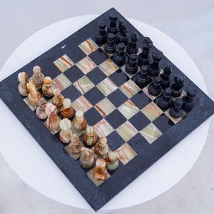 Table d'échecs classique en marbre, style traditionnel, mobilier d'intérieur pour salon, chambre, hôtel, appartement, pierre imperméable pour extérieur - Product Image 6