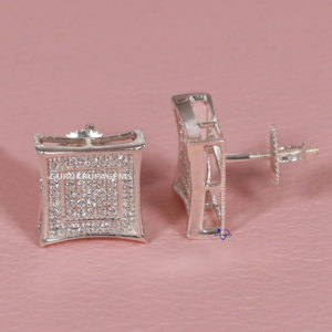 Glamorous 925 Sterling <b>Silver</b> Earrings Featuring Round Brilliant Cut Moissanite Diamonds Perfect for Women in Vvs Clarity - Product Image 2