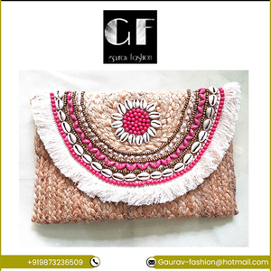 Pochette en jute faite à la main la plus vendue pour les femmes Fashion Featuring Beading Shell Tassel Directement de l'Inde à bas prix - Product Image 2