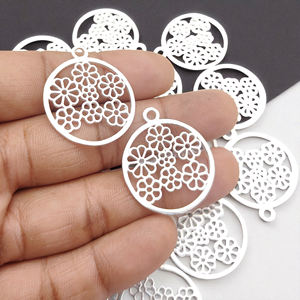 Plata de ley hecha a mano Multi flor diseño encanto DIY hacer colgante collar venta al por mayor encontrar joyería - Product Image 5