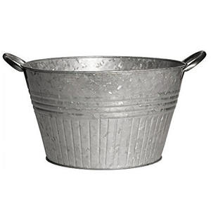 Indian Handmade Eco-Friendly Iron Galvanized Planter <b>Tub</b> Metal Handle Vintage Classic Design for Home Outdoor <b>Garden</b> Planters - Product Image 1
