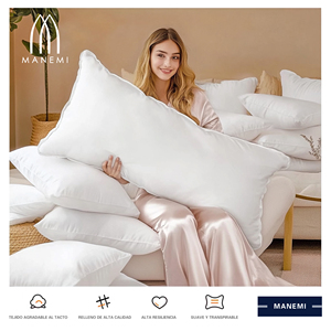 Oreiller 100% polyester à motif uni, ultra doux, pour une expérience de sommeil confortable, avec housse en tissu lavé et peigné - Product Image 2