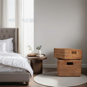 Fait à la main au Vietnam Panier de rangement pour jouets et vêtements en rotin tissé Grande boîte de rangement pour la décoration de la maison - Product Image 6