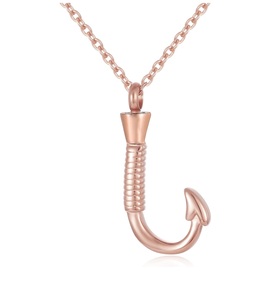 Crochet en or rose Bijoux souvenir Crochet en acier inoxydable Collier pour urne de crémation Pendentif Urne commémorative unisexe Taille personnalisée - Product Image 6