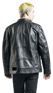 แจ็กเก็ตหนังสำหรับผู้ชายแบบมีซิปสีเบอร์กันดีเสื้อแจ็คเก็ตสำหรับสุภาพบุรุษ - Product Image 5