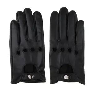 Guantes transpirables para pantalla táctil para hombre, guantes de conducción de cuero de oveja para ropa de invierno con estampado de logotipo personalizado Unisex