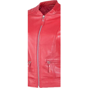 Blouson de moto en cuir d'agneau véritable imprimé sur mesure de qualité supérieure pour femmes - Écologique, coupe-vent, chauffant, séchage rapide, finition - Product Image 3