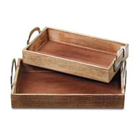 Ensemble de plateaux de service de cuisine en bois portables, écologiques et modernes, avec un design multifonctionnel pour la vaisselle