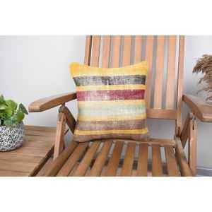 Multicolor 14x14 Inch Wool Kilim Patchwork Pillow Rustic Design with Vintage Fluffy <b>Leaves</b> Pattern 18x18 Decorative <b>Cushion</b> - Product Image 1