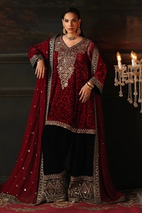 Vêtements d'hiver pour femmes très vendus, ensembles de shalwar kameez en velours brodé, style doux - Product Image 5