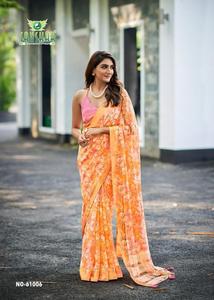 Grossiste Saree en mousseline de soie Sartin Patta avec pallu en viscose avec latkan et chemisier en soie fantaisie Pour une tenue décontractée et occasionnelle - Product Image 4