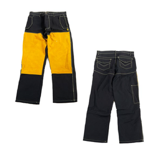 Venta al por mayor de pantalones de soldadura de cuero retardante de llama Amarillo De cuero dividido estilo frontal plano - Product Image 5