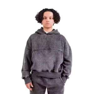 Survêtement décontracté sur mesure, coupe slim, effet délavé à l'acide, streetwear, poids lourd, vêtements d'automne pour hommes, logo personnalisé OEM - Product Image 2