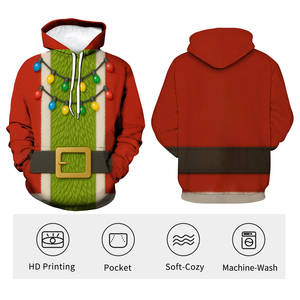 Sweat-shirt à capuche de Noël, polaire chaud et confortable, pull décontracté à imprimé pour hommes et adolescents, cadeau tendance, style de Noël, joie - Product Image 3