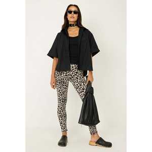 Lady's Casual Leopard Print <b>Tights</b> Mid Waist 100% Cotton with Spandex & Nylon Soft Fitness Leggings in XL <b>Sexy</b> Style - Product Image 1