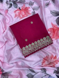 Magnifique Chinon Soie Avec Imprimé Floral Et Paillettes Broderie Dentelle Saree Femme Fabricant De Mode De Surat - Product Image 6