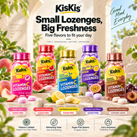 Pastilles de vitamine C KisKis aux saveurs fruitées, rafraîchissantes pour l'haleine, bonbons durs en bouteille