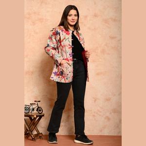 Veste matelassée réversible pour femme, imprimé floral, coton, coque en cuir, patchwork personnalisé, broderie, grande taille - pour l'automne et le printemps - Product Image 4