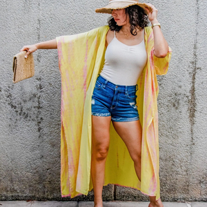 Hermoso Kimono de Verano para Mujer, Corte Regular, Estilo Bikini, Cuello en V Profundo, Tie Dye, RAYÓN Ecológico y Transpirable, a la Moda - Product Image 1