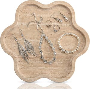 Plateau de salle de bain en marbre de qualité supérieure plateau de vanité élégant pour organiser bijoux parfum soins de la peau décor à la maison ensemble de bain - Product Image 1