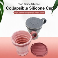 Tasse à café pliable en silicone portable avec couvercle, gobelet de voyage réutilisable pour le camping et la randonnée