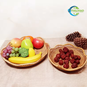 Bandeja de ratán ecológica hecha a mano con forma de flor, cesta de almacenamiento de frutas, bandeja para servir, artesanía vietnamita para una cena elegante - Product Image 2
