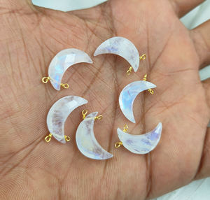 Colgante de Cristal de Alta Calidad con Forma de Media Luna, Doble Aro, Envuelto en Alambre, para Fabricación de Joyería, Plata de Ley - Product Image 5