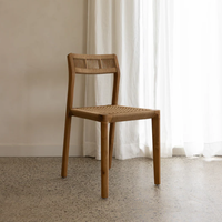Chaise de salle à manger Liam de style moderne pour la maison, l'appartement, la villa, avec structure en bois massif et assise en osier tressé, pour bureau et hôtel