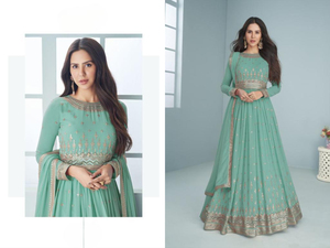 Heavy Fox Georgette bordado y colección de trabajo de secuencia para traje de boda - Product Image 3