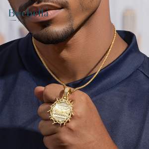 Colgante de la última cena de la corona de espinas helada chapada en oro de 18 quilates de plata esterlina 925 de alta calidad para hombres colgantes y dijes de moissanita - Product Image 1