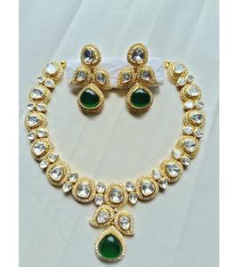 Impresionante Conjunto de Collar y Pendientes Colgantes de Moissanita para Mujer, Regalo Ideal para Ocasiones Especiales o Celebraciones, de la India - Product Image 3