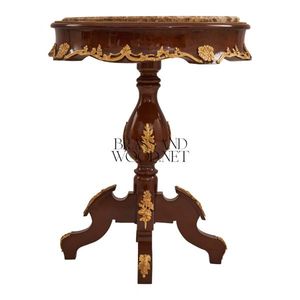 Table d'entrée ronde classique avec plateau en marbre et détails faits à la main - Product Image 3