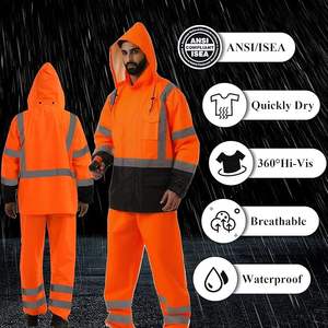Vestes de pluie haute visibilité pour hommes, imperméables et réfléchissantes, combinaison de pluie haute visibilité - Product Image 5
