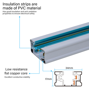 Siêu thị cửa hàng bán lẻ phù hợp 2/3/4 dòng Nhôm dẫn ánh sáng theo dõi 1.5m/1m/2M Chiều dài đồng Trắng & Đen theo dõi - Product Image 3
