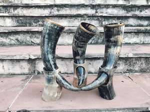 Cuerno vikingo para beber pulido ecológico natural con soporte de cuerno Feng Shui de alta calidad - Product Image 4