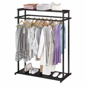 Expositor de ropa comercial de alta resistencia, totalmente metálico, con doble colgador, tipo isla, para tiendas minoristas y boutiques. - Product Image 4
