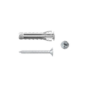 SX PLUS S ENCHUFE En nylon Con tornillo de aglomerado con cabeza avellanada plana Accionamiento Pozi Chapado en zinc blanco - Product Image 1