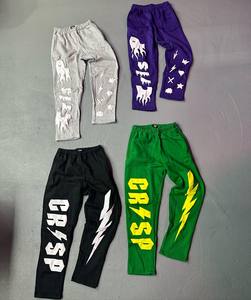 Vente chaude panneaux vêtements de rue personnalisé bloc de couleur poids lourd décontracté stracked bouffée impression pantalons de survêtement hommes Sweat Flare pantalon - Product Image 6