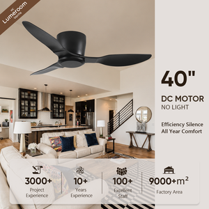 40 Inch Flush Mount <b>Ceiling</b> Fan No <b>Light</b> with <b>Remote</b>, Quiet DC Motor Low Profile ABS <b>Ceiling</b> Fan for Bedroom - Product Image 1